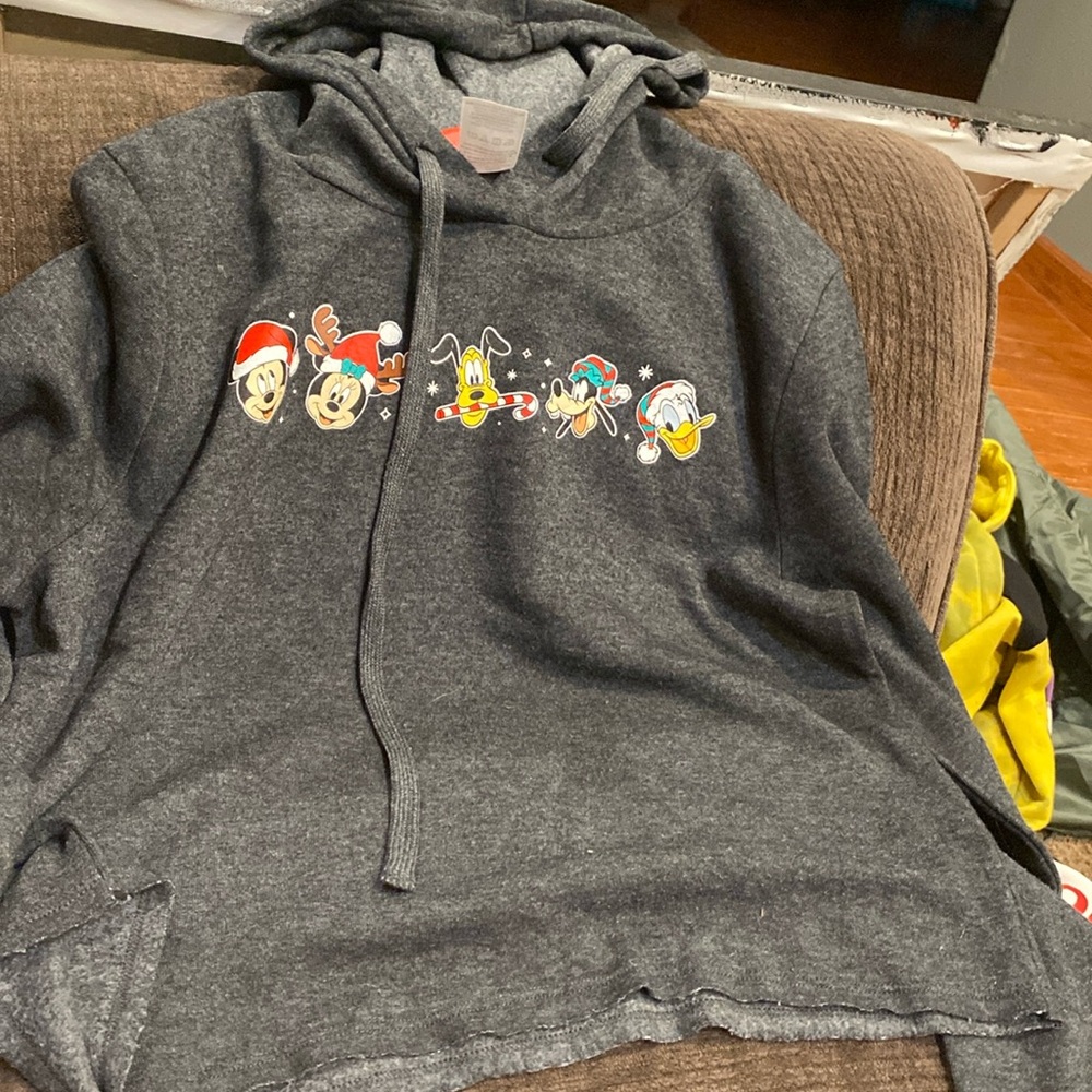 Disney Mickey & Friends Christmas Gray Hoodie Size L